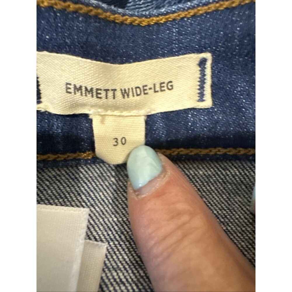 Madewell Emmett Size 30 Curvy High Rise Wide Leg Blue Jeans Patch Pockets - Picture 9 of 14